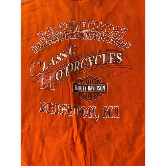 Harley-Davidson Brighton MI Spark Plugs Orange T-Shirt 3X - Picture 3 of 10